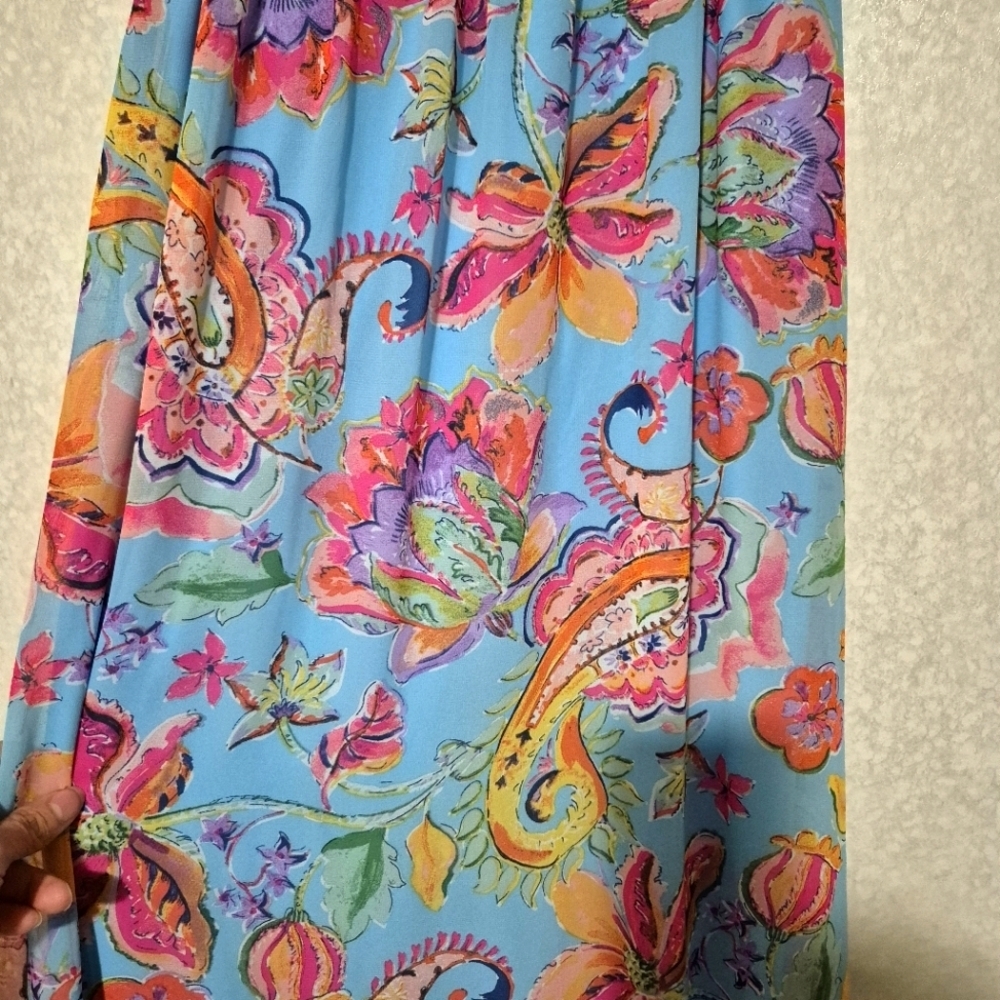NICOLE MILLER... Light Blue FLORAL MAXI DRESS...SIZE:XS - Picture 7 of 13